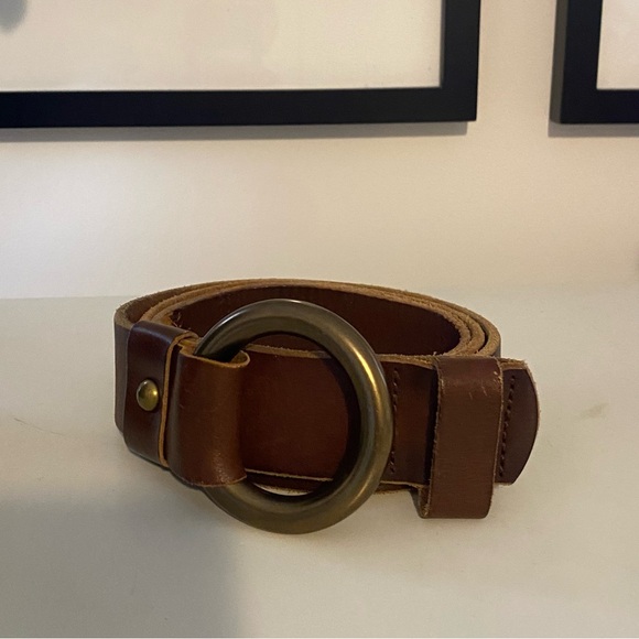 Lucky Brand Brown Leather Belt with Brass Buckle - Picture 3 of 5